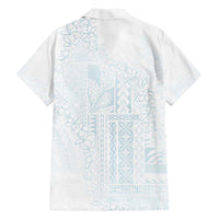 Samoa Lotu Tamaiti Mamanu Siapo Family Matching Off The Shoulder Long Sleeve Dress and Hawaiian Shirt Off White Plumeria - Polynesian Pride