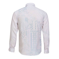 Samoa Lotu Tamaiti Mamanu Siapo Long Sleeve Button Shirt Off White Plumeria - Polynesian Pride