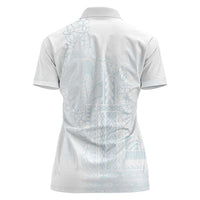 Samoa Lotu Tamaiti Mamanu Siapo Women Polo Shirt Off White Plumeria - Polynesian Pride