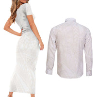 Samoa Lotu Tamaiti Ivory Couples Matching Short Sleeve Bodycon Dress and Long Sleeve Button Shirt Teuila Tatau - Polynesian Pride