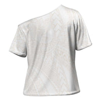 Samoa Lotu Tamaiti Ivory Cross Shoulder Shirt Teuila Tatau - Polynesian Pride