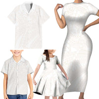 Samoa Lotu Tamaiti Ivory Family Matching Short Sleeve Bodycon Dress and Hawaiian Shirt Teuila Tatau - Polynesian Pride