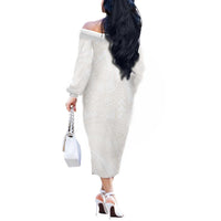 Samoa Lotu Tamaiti Ivory Off The Shoulder Long Sleeve Dress Teuila Tatau LT7 - Polynesian Pride