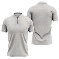 Samoa Lotu Tamaiti Ivory Zipper Polo Shirt Teuila Tatau - Polynesian Pride