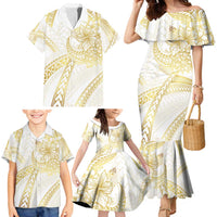 Samoa Lotu Tamaiti Gold Family Matching Mermaid Dress and Hawaiian Shirt Teuila Tatau - Polynesian Pride