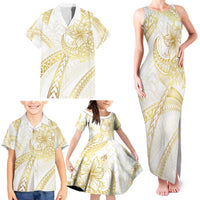 Samoa Lotu Tamaiti Gold Family Matching Tank Maxi Dress and Hawaiian Shirt Teuila Tatau - Polynesian Pride