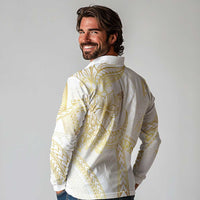 Samoa Lotu Tamaiti Gold Long Sleeve Polo Shirt Teuila Tatau - Polynesian Pride