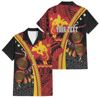 Papua New Guinea Independence Personalised Family Matching Off Shoulder Short Dress and Hawaiian Shirt PNG Bagi and Lime Pot LT7 Dad's Shirt - Short Sleeve Black - Polynesian Pride