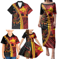 Papua New Guinea Independence Personalised Family Matching Puletasi and Hawaiian Shirt PNG Bagi and Lime Pot LT7 - Polynesian Pride