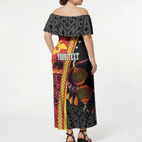 Papua New Guinea Independence Personalised Off Shoulder Maxi Dress PNG Bagi and Lime Pot LT7 - Polynesian Pride