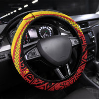 Papua New Guinea Independence Steering Wheel Cover PNG Bagi and Lime Pot LT7 Universal Fit Black - Polynesian Pride