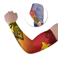Papua New Guinea 1975 To The Future Personalised Arm Sleeves Sepik Masks LT7 Set of 2 Red - Polynesian Pride