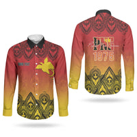 Papua New Guinea 1975 To The Future Personalised Couples Matching Puletasi and Long Sleeve Button Shirt Sepik Masks LT7 - Polynesian Pride