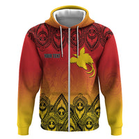 Papua New Guinea 1975 To The Future Personalised Hoodie Sepik Masks LT7 Zip Hoodie Red - Polynesian Pride