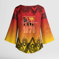Papua New Guinea 1975 To The Future Personalised Kimono Sleeve Blouse Sepik Masks LT7 - Polynesian Pride
