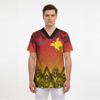 Papua New Guinea 1975 To The Future Personalised Scrub Top Sepik Masks LT7 - Polynesian Pride