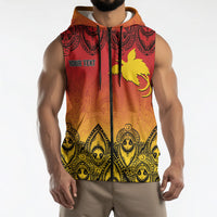 Papua New Guinea 1975 To The Future Personalised Sleeveless Zip Hoodie Sepik Masks LT7 - Polynesian Pride