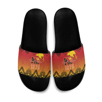 Papua New Guinea 1975 To The Future Slide Sandals Sepik Masks LT7 Red - Polynesian Pride