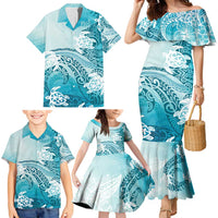 Polynesia Turtle Family Matching Mermaid Dress and Hawaiian Shirt Watercolor Abstract Style LT7 - Polynesian Pride