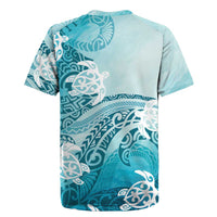 Polynesia Turtle Rugby Jersey Watercolor Abstract Style