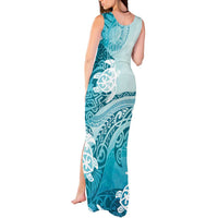 Polynesia Turtle Tank Maxi Dress Watercolor Abstract Style