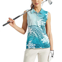 Polynesia Turtle Women Sleeveless Polo Shirt Watercolor Abstract Style LT7 - Polynesian Pride