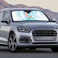 Sea Blue Polynesian Jellyfish Auto Sun Shade Watercolor Glows - Polynesian Pride