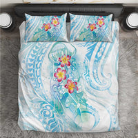 Sea Blue Polynesian Jellyfish Bedding Set Watercolor Glows - Polynesian Pride