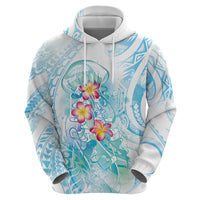 Sea Blue Polynesian Jellyfish Hoodie Watercolor Glows LT7 - Polynesian Pride