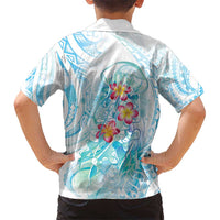 Sea Blue Polynesian Jellyfish Kid Hawaiian Shirt Watercolor Glows - Polynesian Pride