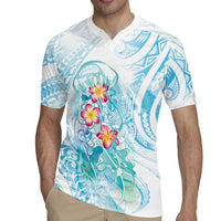 Sea Blue Polynesian Jellyfish Rugby Jersey Watercolor Glows - Polynesian Pride