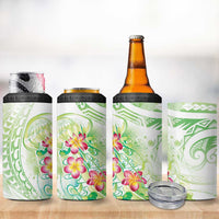 Summer Green Polynesian Jellyfish 4 in 1 Can Cooler Tumbler Watercolor Glows - Polynesian Pride
