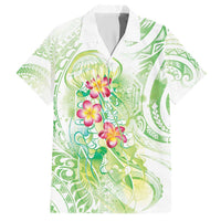 Summer Green Polynesian Jellyfish Hawaiian Shirt Watercolor Glows - Polynesian Pride