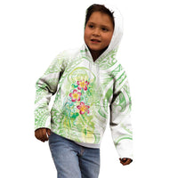 Summer Green Polynesian Jellyfish Kid Hoodie Watercolor Glows - Polynesian Pride