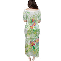 Summer Green Polynesian Jellyfish Puletasi Watercolor Glows - Polynesian Pride