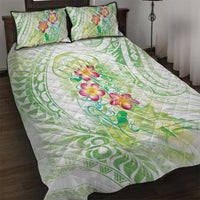 Summer Green Polynesian Jellyfish Quilt Bed Set Watercolor Glows - Polynesian Pride