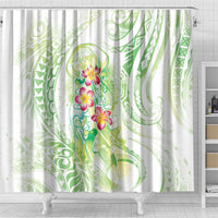 Summer Green Polynesian Jellyfish Shower Curtain Watercolor Glows - Polynesian Pride