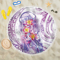 Lavender Polynesian Jellyfish Beach Blanket Watercolor Glows - Polynesian Pride