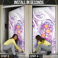 Lavender Polynesian Jellyfish Door Cover Watercolor Glows - Polynesian Pride
