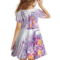 Lavender Polynesian Jellyfish Family Matching Long Sleeve Bodycon Dress and Hawaiian Shirt Watercolor Glows - Polynesian Pride
