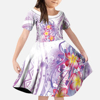 Lavender Polynesian Jellyfish Family Matching Puletasi and Hawaiian Shirt Watercolor Glows LT7 Daughter's Dress Lavender - Polynesian Pride