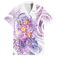 Lavender Polynesian Jellyfish Family Matching Puletasi and Hawaiian Shirt Watercolor Glows LT7 Dad's Shirt - Short Sleeve Lavender - Polynesian Pride