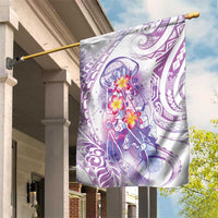 Lavender Polynesian Jellyfish Garden Flag Watercolor Glows - Polynesian Pride