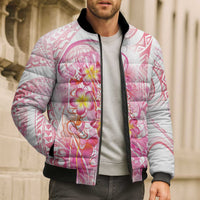 Rose Pink Polynesian Jellyfish Bomber Puffer Jacket Watercolor Glows LT7 - Polynesian Pride