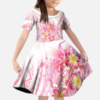 Rose Pink Polynesian Jellyfish Family Matching Tank Maxi Dress and Hawaiian Shirt Watercolor Glows LT7 Daughter's Dress Rose Pink - Polynesian Pride