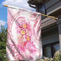 Rose Pink Polynesian Jellyfish Garden Flag Watercolor Glows - Polynesian Pride