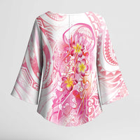 Rose Pink Polynesian Jellyfish Kimono Sleeve Blouse Watercolor Glows - Polynesian Pride