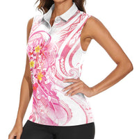 Rose Pink Polynesian Jellyfish Women Sleeveless Polo Shirt Watercolor Glows LT7 - Polynesian Pride