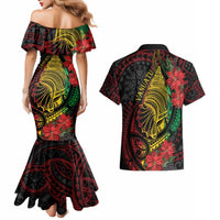 Vanuatu Meri Krismas Couples Matching Mermaid Dress and Hawaiian Shirt Conch Shell Tribal Art