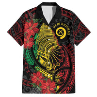 Vanuatu Meri Krismas Family Matching Off Shoulder Short Dress and Hawaiian Shirt Conch Shell Tribal Art